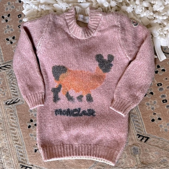 MONCLER ENFANT Long Sleeved Wool Blend Crew Neck Sweater Dress Little Girls Sz.6 - Picture 7 of 15